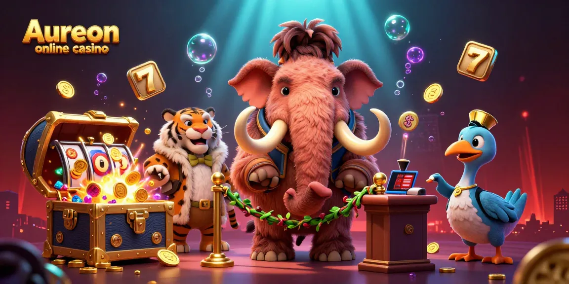 Experience excitement at Aureon online casino featuring colorful slot reels and dynamic game elements